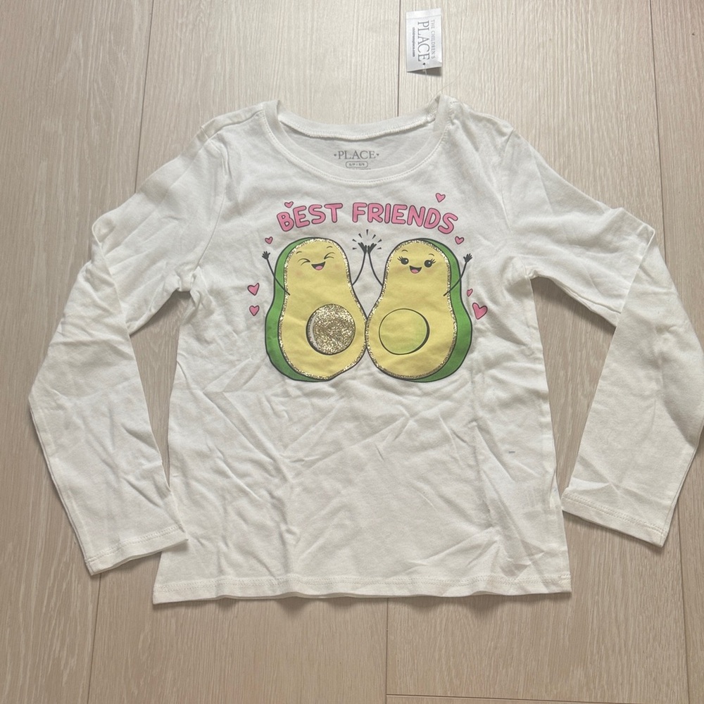 The Children's Place White Avocado Best Friends Long Sleeve Tee